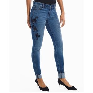WHBM Embroidered Skinny Ankle Jeans